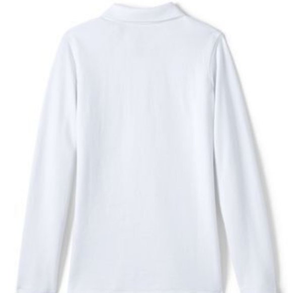 NWT LANDS' END GIRLS LONG SLEEVE FEMININE FIT MESH POLO SHIRT WHITE MEDIUM 10-12 - Picture 3 of 8